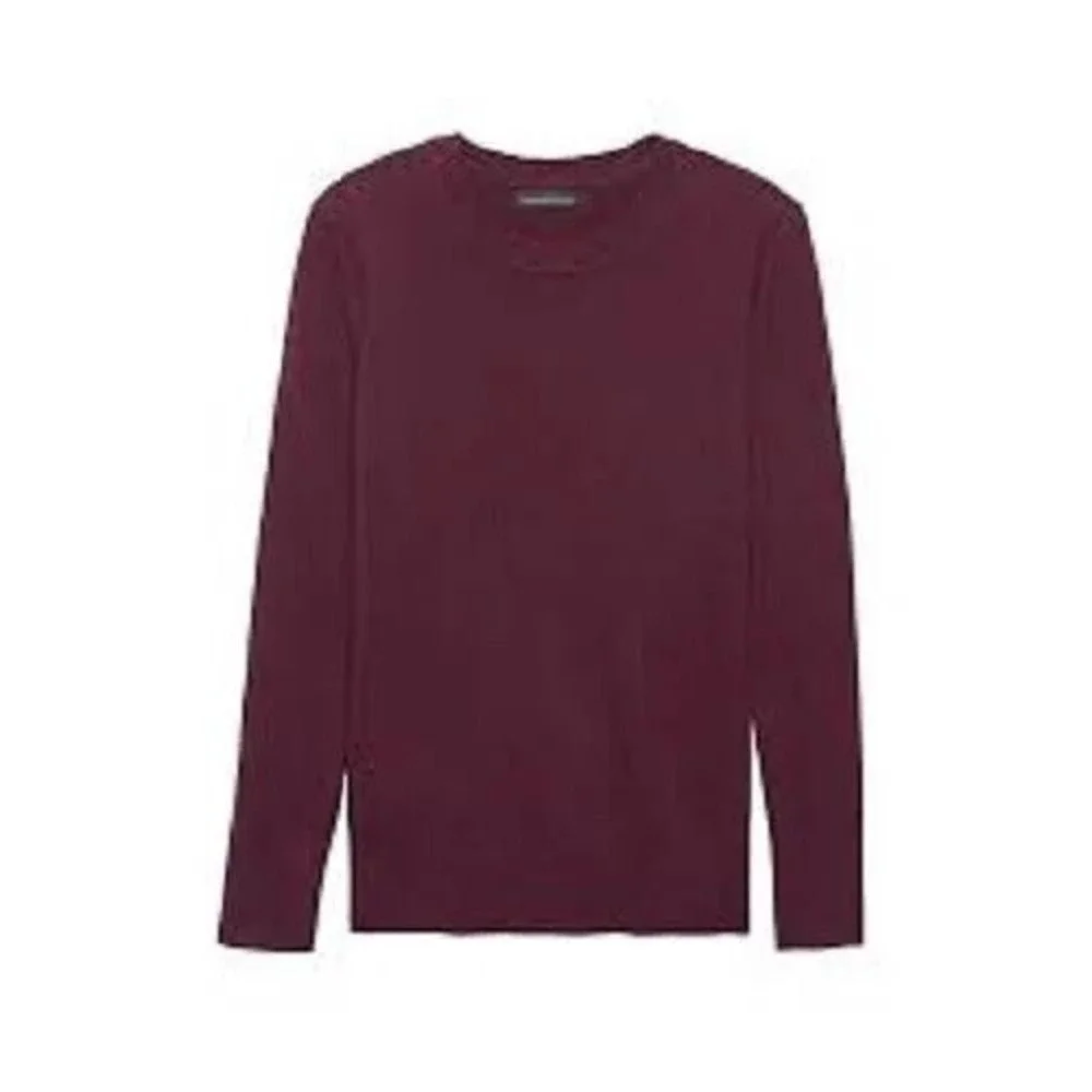 Banana Republic Merino Crew Mavesky Sweater Burgundy Medium New With Tags‎